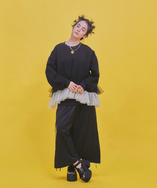 2TONEボリュームチュールスウェット（スウェット）｜manana suerte（マニャーナスエルテ）