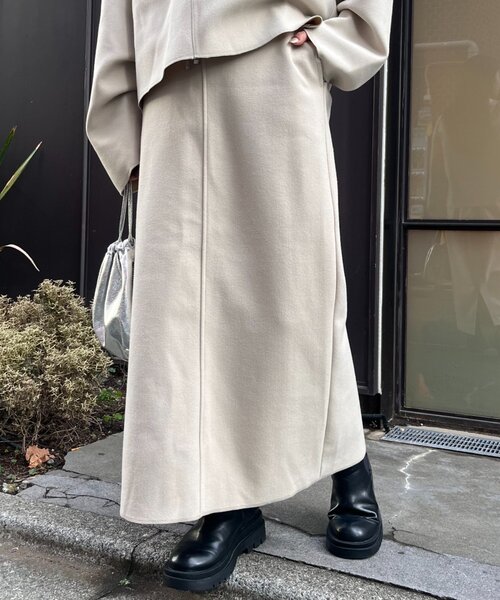 CIAOPANIC TYPY(チャオパニックティピー)の「《セットアップ対応》メルトンIラインスカート(スカート・レディース・ベージュ/チャコールグレー/カーキ/グレー・SMALL/MEDIUM)」の3枚目の写真