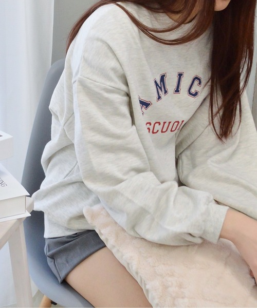 spiritoso(スピリトーゾ)の「【spiritoso】AMICOプリントビッグスウェットトレーナー(CP)(スウェット・レディース・ホワイト系その他/杢グレー・FREE)」の4枚目の写真