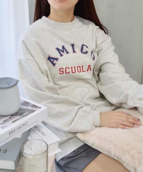 spiritoso(スピリトーゾ)の「【spiritoso】AMICOプリントビッグスウェットトレーナー(CP)(スウェット・レディース・ホワイト系その他/杢グレー・FREE)」の6枚目の写真