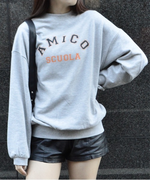 spiritoso(スピリトーゾ)の「【spiritoso】AMICOプリントビッグスウェットトレーナー(CP)(スウェット・レディース・ホワイト系その他/杢グレー・FREE)」の11枚目の写真