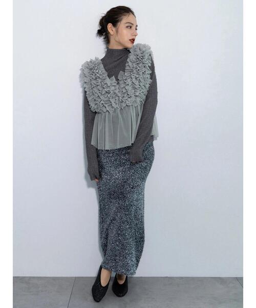 【セール】【Atelier Soirée】ラメシャギーニットスカート（スカート）｜Te chichi（テチチ）