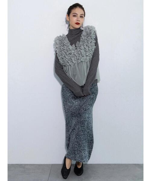 セール】【Atelier Soirée】ラメシャギーニットスカート（スカート