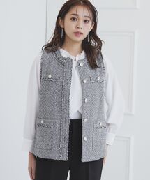 index | 《通勤・セレモニー対応》ポケット付きツイードジレ【洗える】(ベスト)