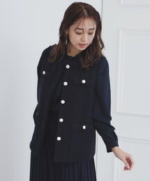 《美人百花掲載》ポケット付きツイードジレ/通勤・セレモニー対応【洗える】