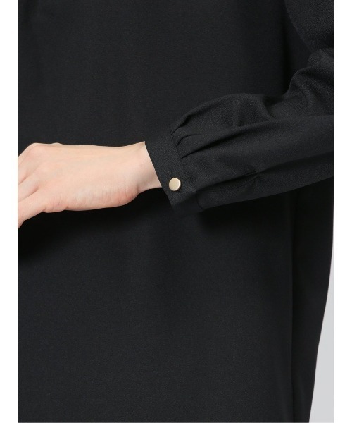 m.f.editorial（エムエフエディトリアル）の「【ストレッチ　マシンウォッシャブル】m.f.エディトリアル レディース ギャザーハイネック 8分袖プルオーバーブラウス（シャツ/ブラウス・レディース・ブラック×ホワイト/ベージュ/ネイビー・MEDIUM/LARGE）」の21枚目の写真