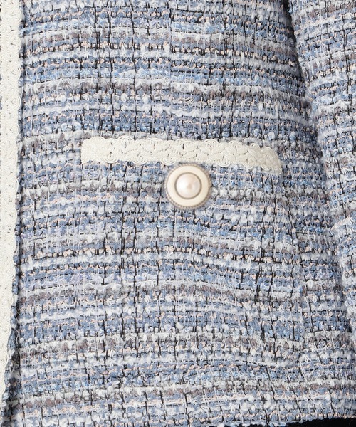 Rose Tiara（ローズティアラ）の「ファンシーツイード調ジャケット(サックス）（ノーカラージャケット・レディース・ブルー・46/42/38）」の13枚目の写真