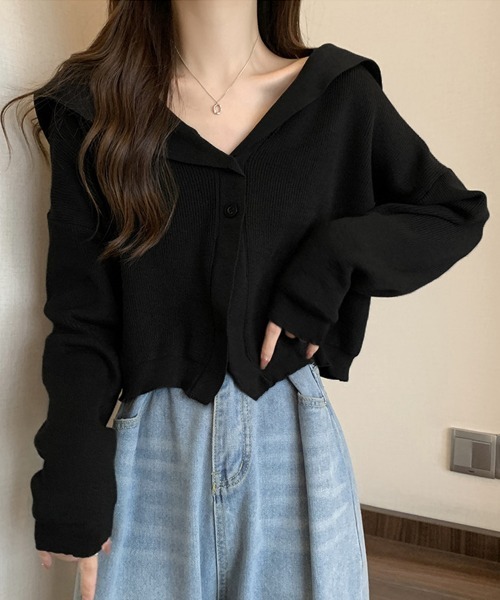 Miniministore（ミニミニストア）の「ニットカーディガン レディース アウター（カーディガン/ボレロ・レディース・ライトブルー/アイボリー/カーキ/ブラック/グレイッシュベージュ・FREE）」の3枚目の写真