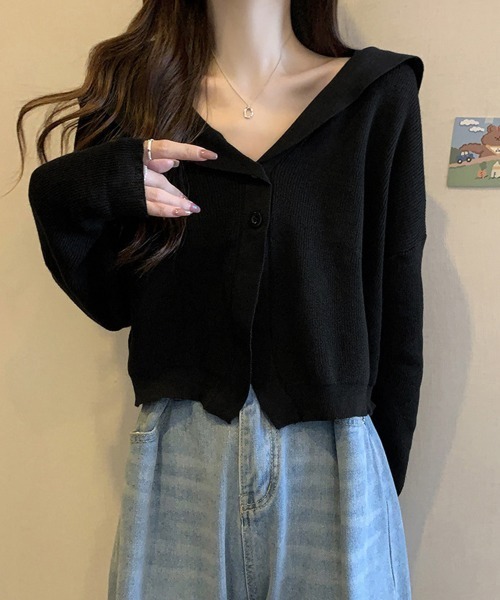 Miniministore（ミニミニストア）の「ニットカーディガン レディース アウター（カーディガン/ボレロ・レディース・ライトブルー/アイボリー/カーキ/ブラック/グレイッシュベージュ・FREE）」の22枚目の写真