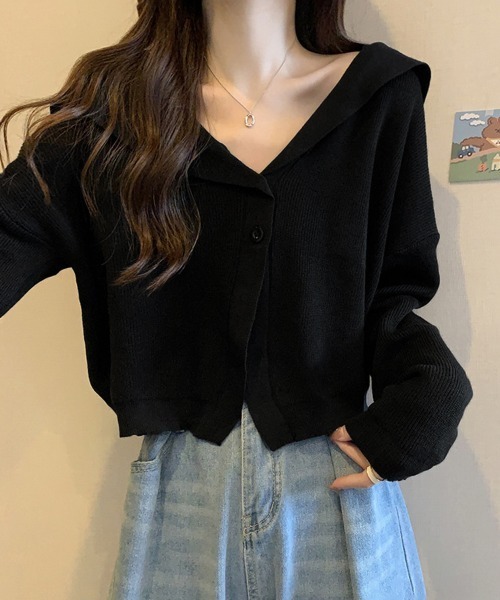 Miniministore（ミニミニストア）の「ニットカーディガン レディース アウター（カーディガン/ボレロ・レディース・ライトブルー/アイボリー/カーキ/ブラック/グレイッシュベージュ・FREE）」の21枚目の写真