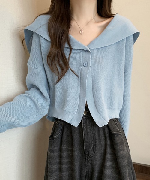 Miniministore（ミニミニストア）の「ニットカーディガン レディース アウター（カーディガン/ボレロ・レディース・ライトブルー/アイボリー/カーキ/ブラック/グレイッシュベージュ・FREE）」の20枚目の写真
