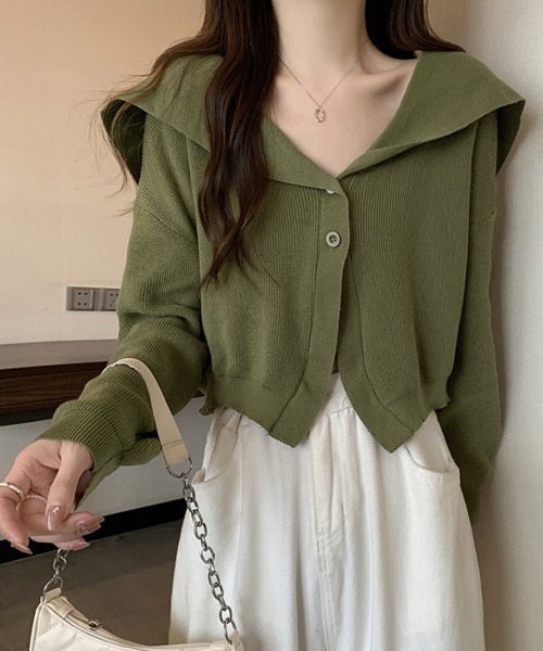 Miniministore（ミニミニストア）の「ニットカーディガン レディース アウター（カーディガン/ボレロ・レディース・ライトブルー/アイボリー/カーキ/ブラック/グレイッシュベージュ・FREE）」の18枚目の写真