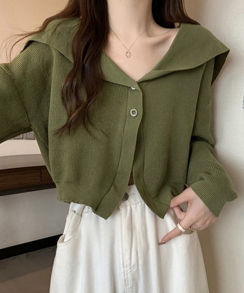 Miniministore（ミニミニストア）の「ニットカーディガン レディース アウター（カーディガン/ボレロ・レディース・ライトブルー/アイボリー/カーキ/ブラック/グレイッシュベージュ・FREE）」の17枚目の写真