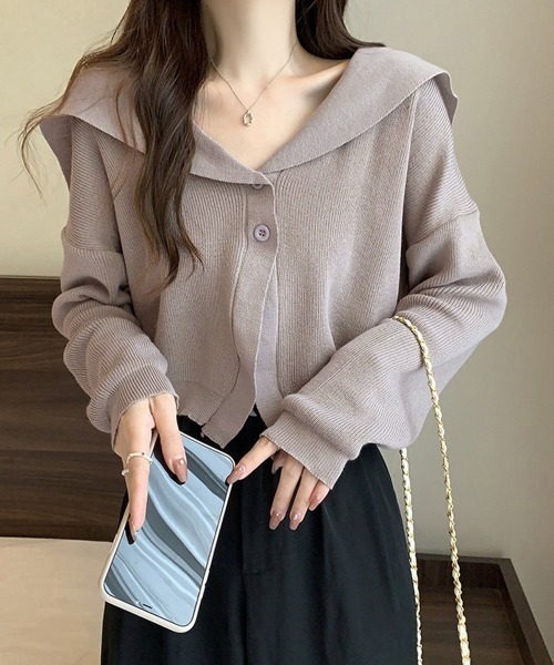 Miniministore（ミニミニストア）の「ニットカーディガン レディース アウター（カーディガン/ボレロ・レディース・ライトブルー/アイボリー/カーキ/ブラック/グレイッシュベージュ・FREE）」の16枚目の写真