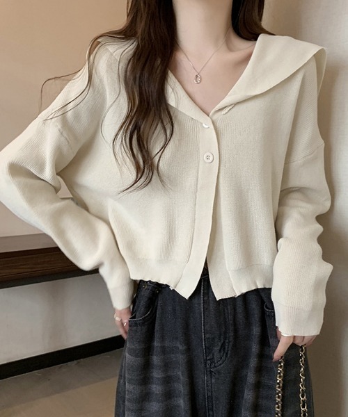Miniministore（ミニミニストア）の「ニットカーディガン レディース アウター（カーディガン/ボレロ・レディース・ライトブルー/アイボリー/カーキ/ブラック/グレイッシュベージュ・FREE）」の15枚目の写真