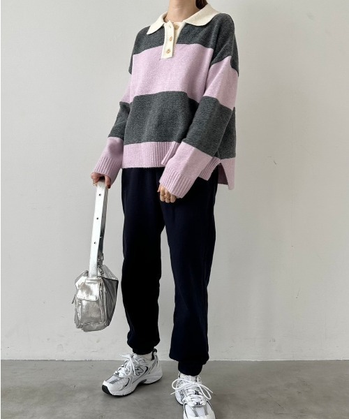 DAIS-Y（デイジー）の「ワイドボーダーニットプルオーバー（ニット/セーター・レディース・ブルー系その他/ピンク系その他・FREE）」の2枚目の写真