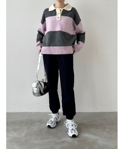 DAIS-Y（デイジー）の「ワイドボーダーニットプルオーバー（ニット/セーター・レディース・ブルー系その他/ピンク系その他・FREE）」の3枚目の写真