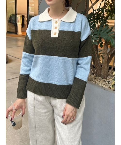 DAIS-Y（デイジー）の「ワイドボーダーニットプルオーバー（ニット/セーター・レディース・ブルー系その他/ピンク系その他・FREE）」の9枚目の写真