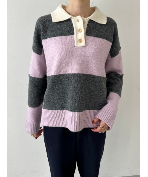 DAIS-Y（デイジー）の「ワイドボーダーニットプルオーバー（ニット/セーター・レディース・ブルー系その他/ピンク系その他・FREE）」の16枚目の写真