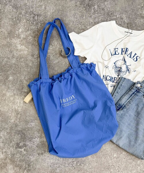 撥水サッカーチェック刺繍トートバッグ（トートバッグ）｜fredy emue（フレディエミュ）