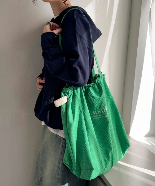 撥水サッカーチェック刺繍トートバッグ（トートバッグ）｜fredy emue（フレディエミュ）