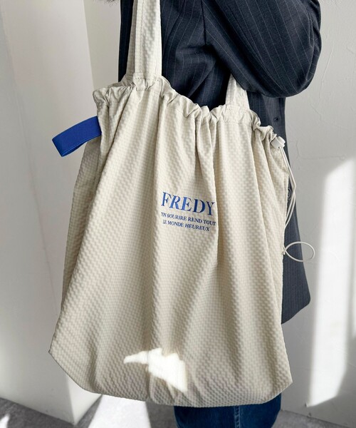 撥水サッカーチェック刺繍トートバッグ（トートバッグ）｜fredy emue（フレディエミュ）