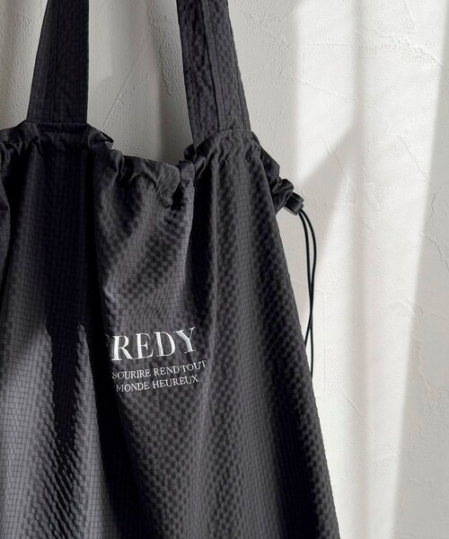 撥水サッカーチェック刺繍トートバッグ（トートバッグ）｜fredy emue（フレディエミュ）