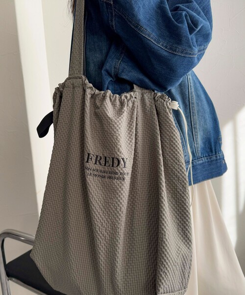 撥水サッカーチェック刺繍トートバッグ（トートバッグ）｜fredy emue（フレディエミュ）