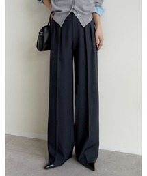 [オケージョン セレモニー][低身長/高身長サイズ有]ストレッチミックスツイルダブルタックワイドパンツ