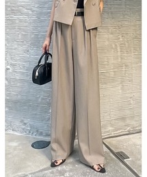 [オケージョン セレモニー][低身長/高身長サイズ有]ストレッチミックスツイルダブルタックワイドパンツ