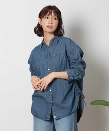 SOMETHING(サムシング)【レディース】【WEB限定】ギャザーデニムシャツ