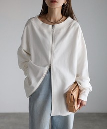 前後2WAYオフショルダージップスウェット