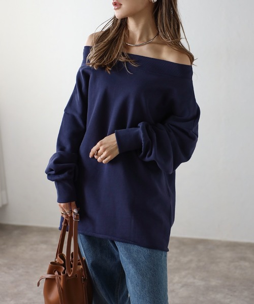 Bonjour Sagan（ボンジュールサガン）の「前後2WAYオフショルダージップスウェット（スウェット・レディース・ブラック/ライトグレー/オフホワイト/ネイビー・FREE）」の18枚目の写真