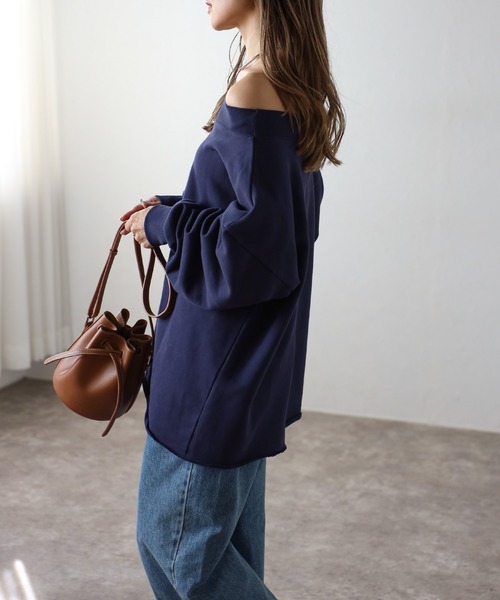 Bonjour Sagan（ボンジュールサガン）の「前後2WAYオフショルダージップスウェット（スウェット・レディース・ブラック/ライトグレー/オフホワイト/ネイビー・FREE）」の19枚目の写真