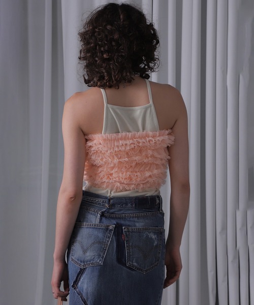 ROSE BUD（ローズバッド）の「(CREOLME)チュールフリルベアトップ（シャツ/ブラウス・レディース・ブラック/ピンク・ONE SIZE）」の15枚目の写真