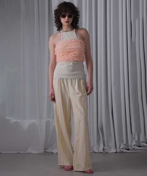 ROSE BUD（ローズバッド）の「(CREOLME)チュールフリルベアトップ（シャツ/ブラウス・レディース・ブラック/ピンク・ONE SIZE）」の16枚目の写真