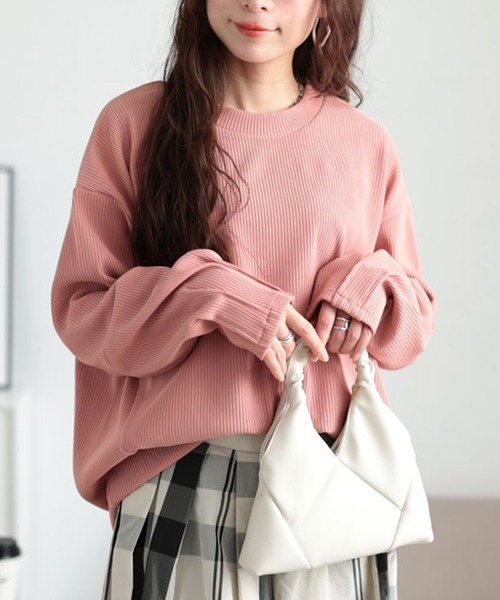 GOLDJAPAN(ゴールドジャパン)の「袖口タックリップルプルオーバー【大きいサイズ対応】(Tシャツ/カットソー・レディース・ピンク/ベージュ系/ブラック/ブルー・LL/3L/4L/5L)」の4枚目の写真