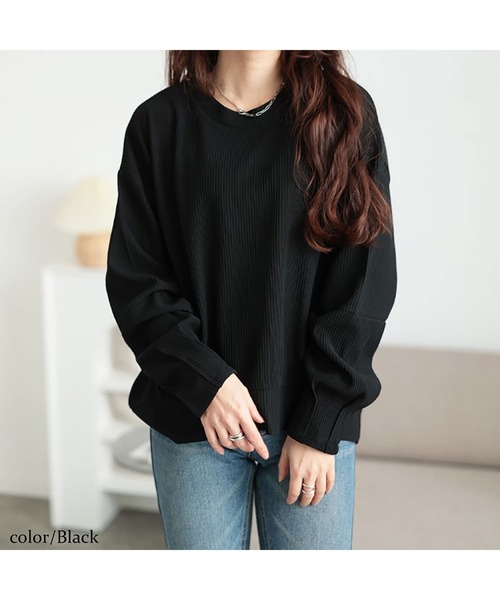 GOLDJAPAN(ゴールドジャパン)の「袖口タックリップルプルオーバー【大きいサイズ対応】(Tシャツ/カットソー・レディース・ピンク/ベージュ系/ブラック/ブルー・LL/3L/4L/5L)」の10枚目の写真