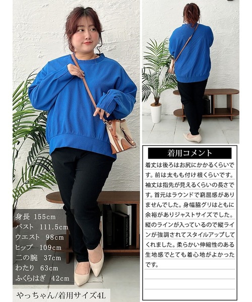 GOLDJAPAN(ゴールドジャパン)の「袖口タックリップルプルオーバー【大きいサイズ対応】(Tシャツ/カットソー・レディース・ピンク/ベージュ系/ブラック/ブルー・LL/3L/4L/5L)」の19枚目の写真