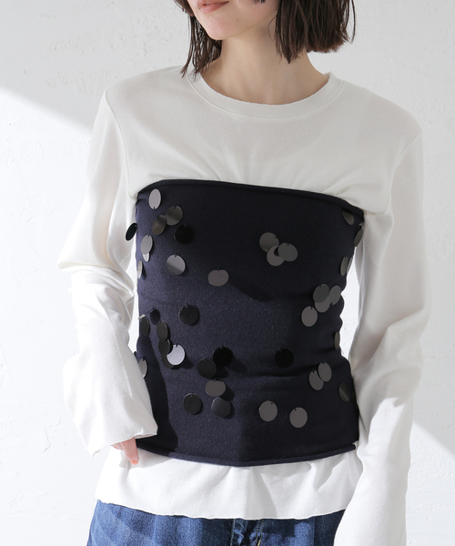 extreme cashmere（エクストリーム　カシミヤ）の「EXTREME CASHMERE X n8 belt 08-001-16-TU-13：チューブトップ（チューブトップ・レディース・ネイビー・FREE）」の9枚目の写真