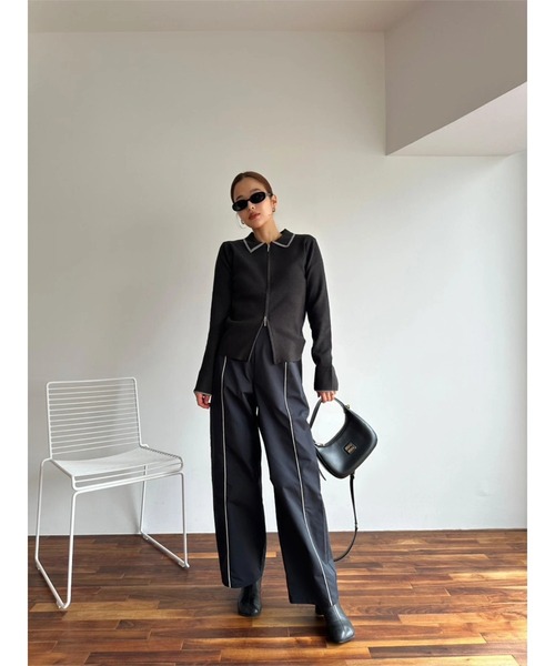 TRUNC（トランクエイティーエイト）の「Piping Curve Pants（その他パンツ・レディース・アイボリー/ネイビー・FREE）」の6枚目の写真