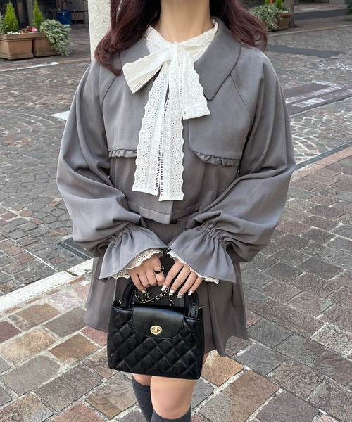 apres jour(アプレジュール)の「【セットアップ可能】トレンチショートジャケット(テーラードジャケット・レディース・ライトベージュ/チャコールグレー/アイボリー・フリー/X-LARGE)」の1枚目の写真