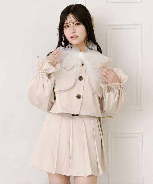 apres jour(アプレジュール)の「【セットアップ可能】トレンチショートジャケット(テーラードジャケット・レディース・ライトベージュ/チャコールグレー/アイボリー・フリー/X-LARGE)」の2枚目の写真