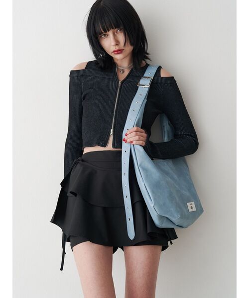 jouetie（ジュエティ）の「ハーフムーンショルダーベルトbag（ショルダーバッグ・レディース・ブラック/アイボリー/ブルー・FREE）」の6枚目の写真