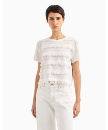 EMPORIO ARMANI | 【エンポリオ アルマーニ】Tシャツ スーピマインターロックジャージー フリンジ(Tシャツ/カットソー)
