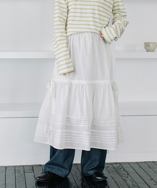 POU DOU DOU（プードゥドゥ）の「＜made in INDIA＞マルチwayギャザーレーススカート（スカート・レディース・ブラック/オフホワイト・M）」の16枚目の写真