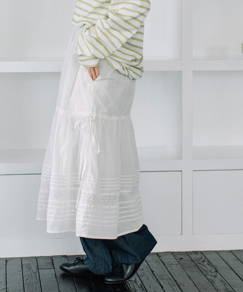 POU DOU DOU（プードゥドゥ）の「＜made in INDIA＞マルチwayギャザーレーススカート（スカート・レディース・ブラック/オフホワイト・M）」の15枚目の写真