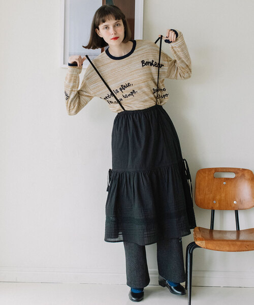 POU DOU DOU（プードゥドゥ）の「＜made in INDIA＞マルチwayギャザーレーススカート（スカート・レディース・ブラック/オフホワイト・M）」の5枚目の写真