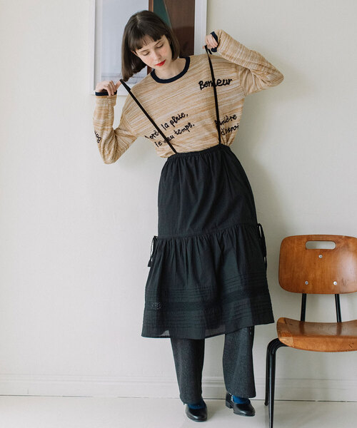 POU DOU DOU（プードゥドゥ）の「＜made in INDIA＞マルチwayギャザーレーススカート（スカート・レディース・ブラック/オフホワイト・M）」の4枚目の写真