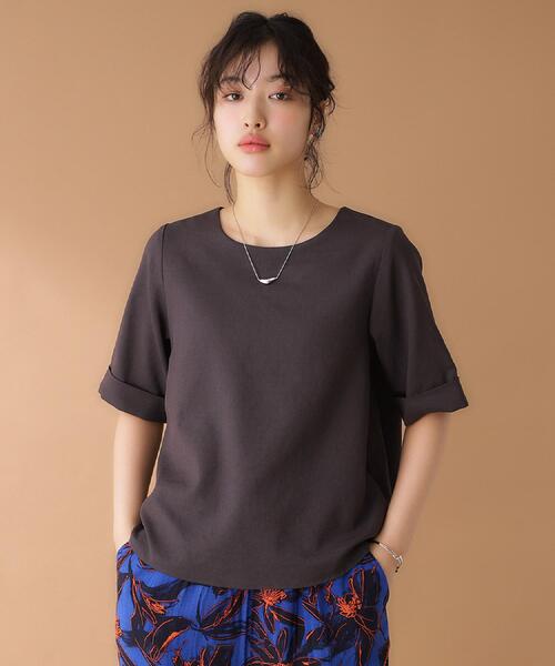 THE SHOP TK （ザ ショップ ティーケー ）の「麻調ブラウス【シワになりにくい/洗える】（シャツ/ブラウス・レディース・グリーン/スミクロ/ベージュ/オレンジ/アイボリー系2・12/13）」の2枚目の写真